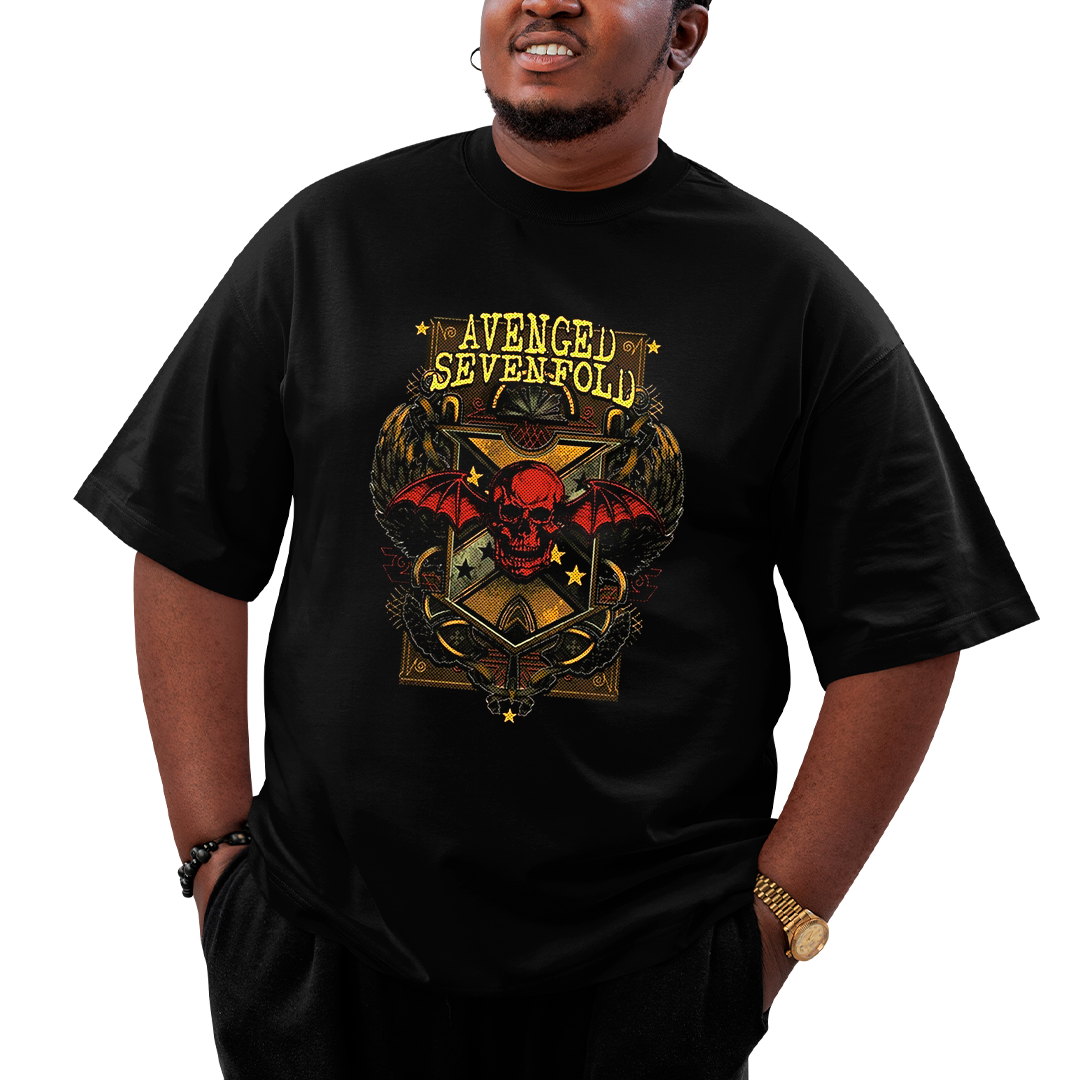 Camiseta Plus Size Avenged Seven Fold Caveira Angel