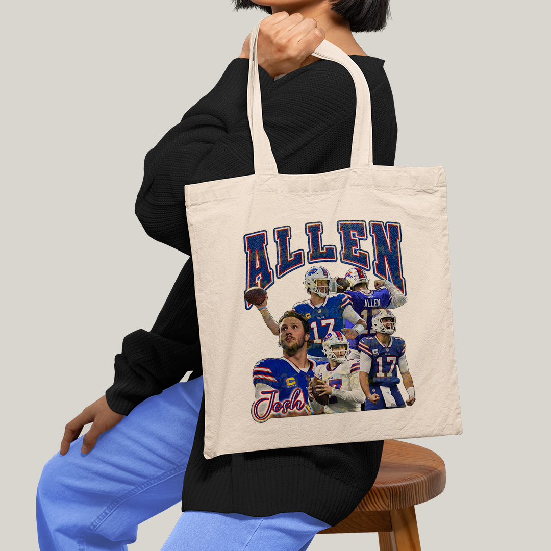 Sacola Ecobag Bolsa 38X40 Algodão- Josh Allen 17 Jogador de Futebol Americano FC