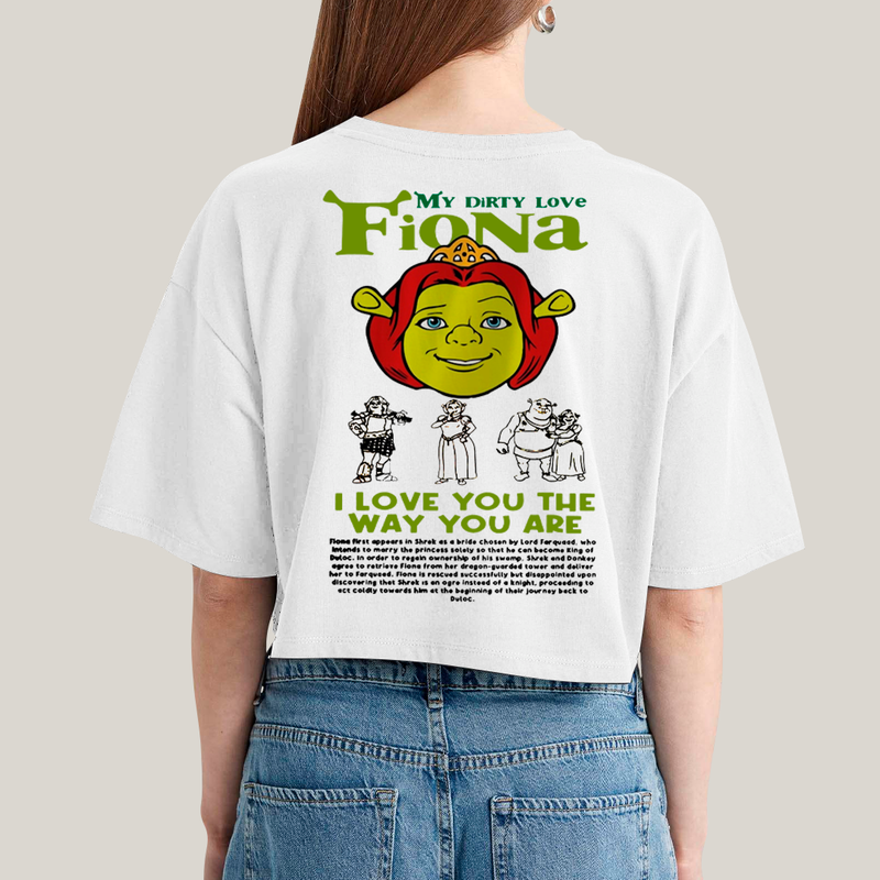 Cropped Oversized Algodão Unissex T shirt Shrek & Fiona BFF ou casal FC