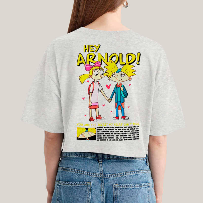 Cropped Oversized Algodão Unissex T shirt Arnold & Helga  BFF ou casal FC