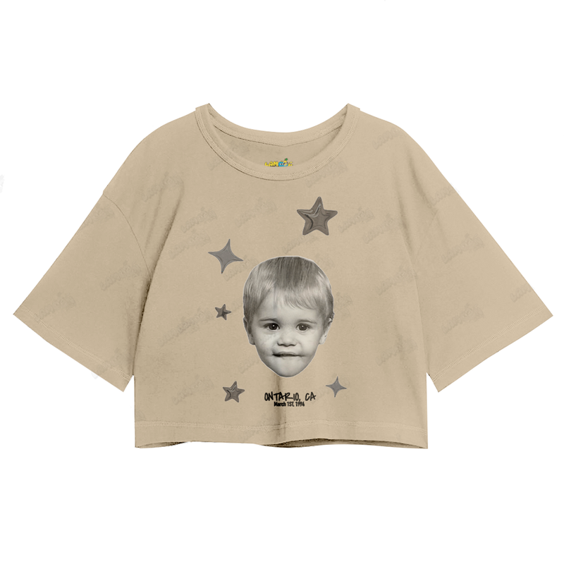Cropped Oversized Algodão Justin Bieber Ontario Stars