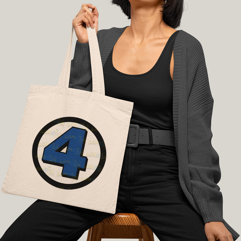 Sacola Ecobag Bolsa 38X40 Algodão- Quarteto Fantástico Logo Clássica