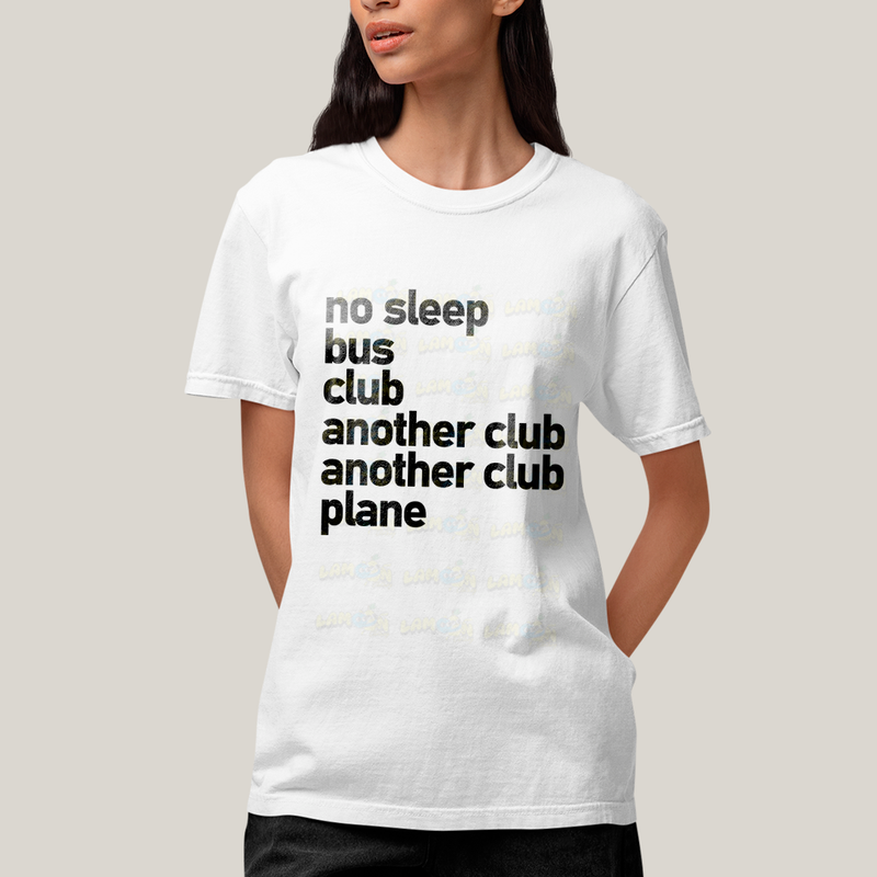 Camiseta Algodão Unissex T shirt - Lady Gaga No Sleep Bus another club plane