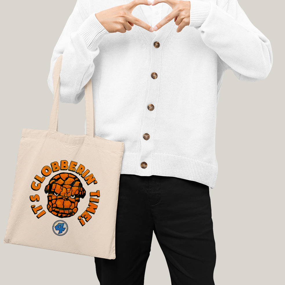 Sacola Ecobag Bolsa 38X40 Algodão- Quarteto Fantástico O Coisa Tá na Hora do Pau 1