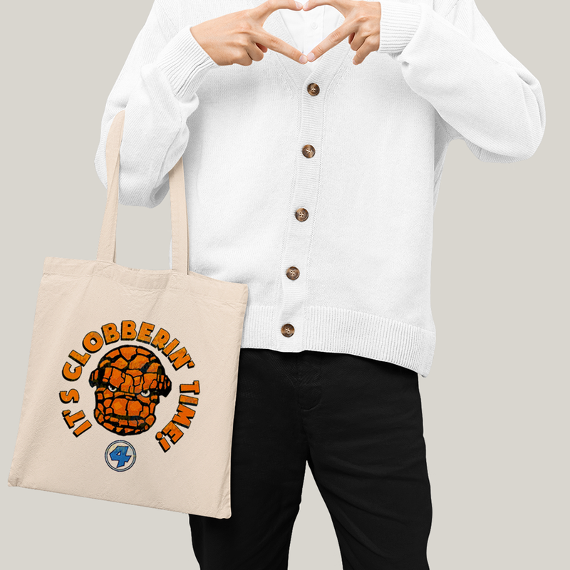 Sacola Ecobag Bolsa 38X40 Algodão- Quarteto Fantástico O Coisa Tá na Hora do Pau 1