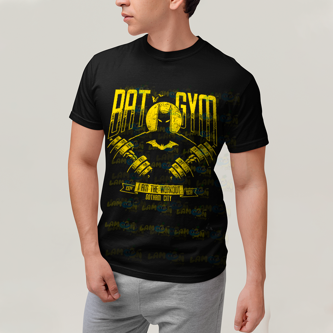 Camiseta Algodão Unissex T shirt -  Batman Bat Gym i am the workout