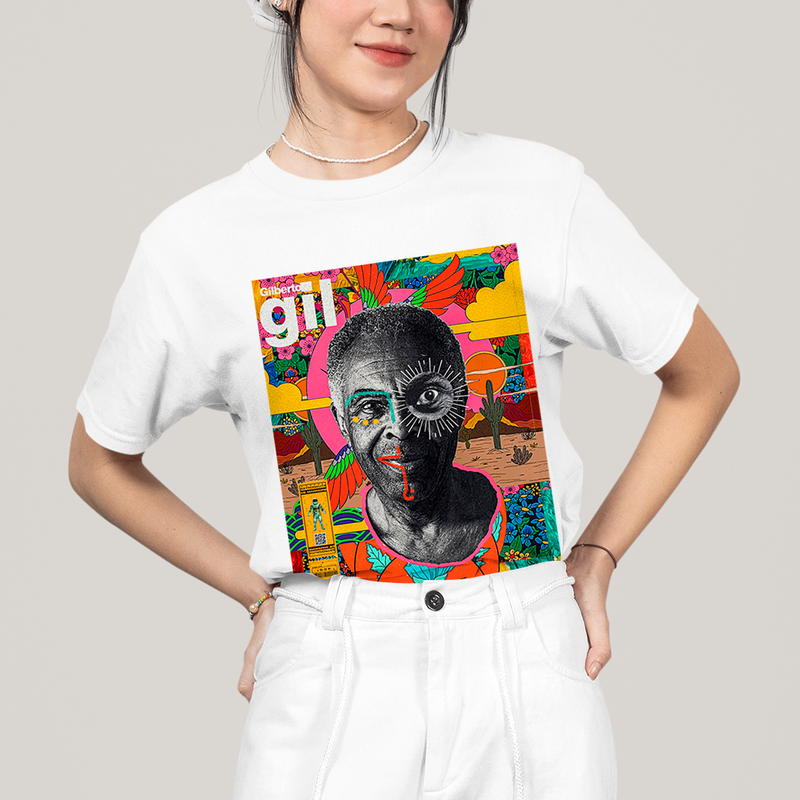 Camiseta Algodão Unissex T shirt - gilberto gil colorido
