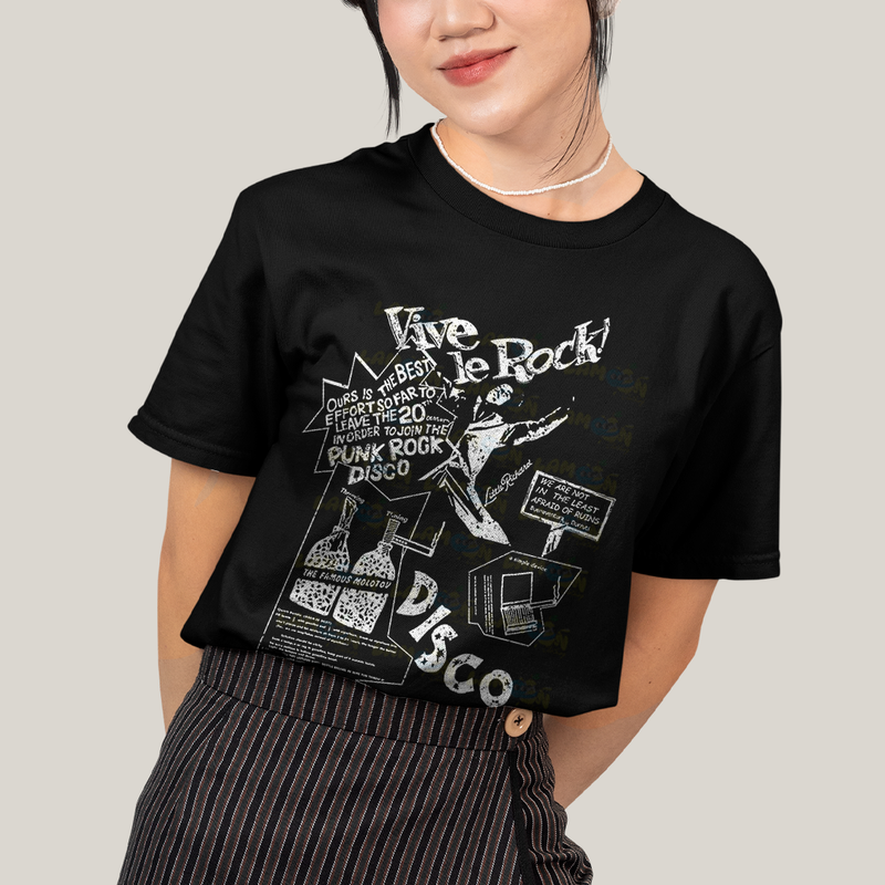 Camiseta Algodão Unissex T shirt Vive Le Rock Disco Famous Molotov