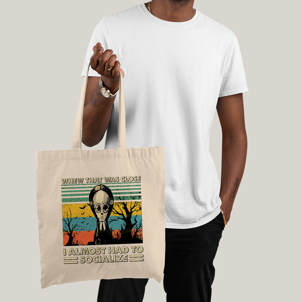 Sacola Ecobag Bolsa 38X40 Algodão- Wandinha Quase Tive Que Socializar