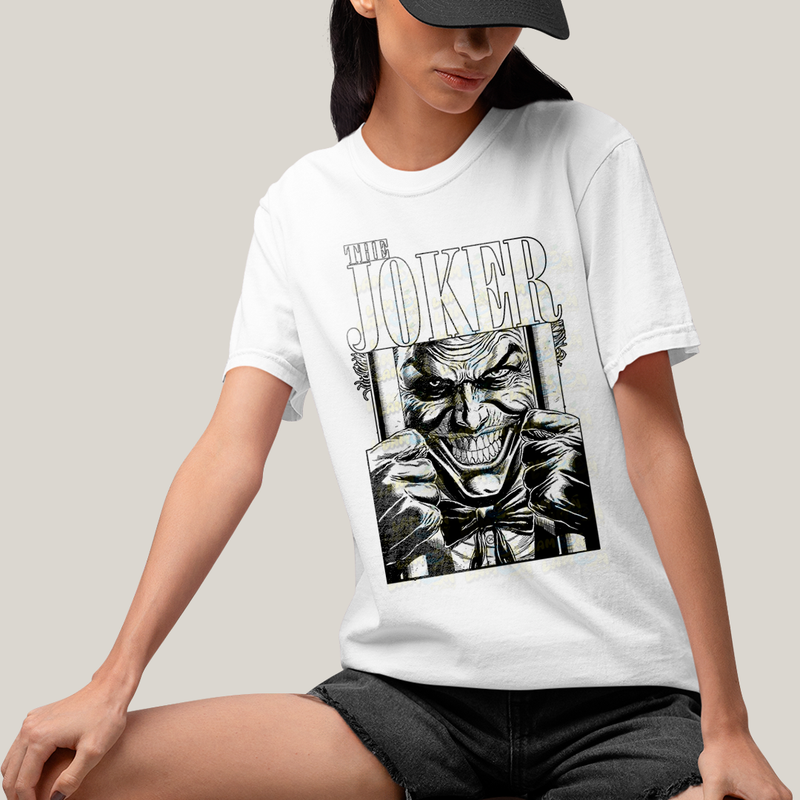 Camiseta Algodão Unissex T shirt- The Joker Coringa preto  branco