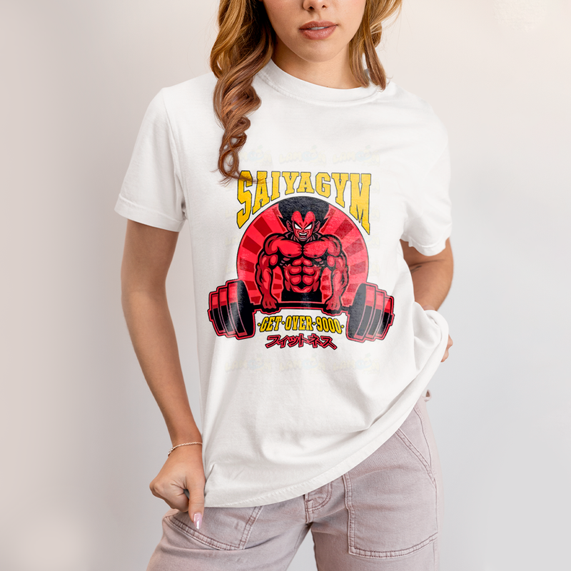 Camiseta Algodão Unissex T shirt - Vegeta Saiyagym Get Over 9000 dragon ball academia