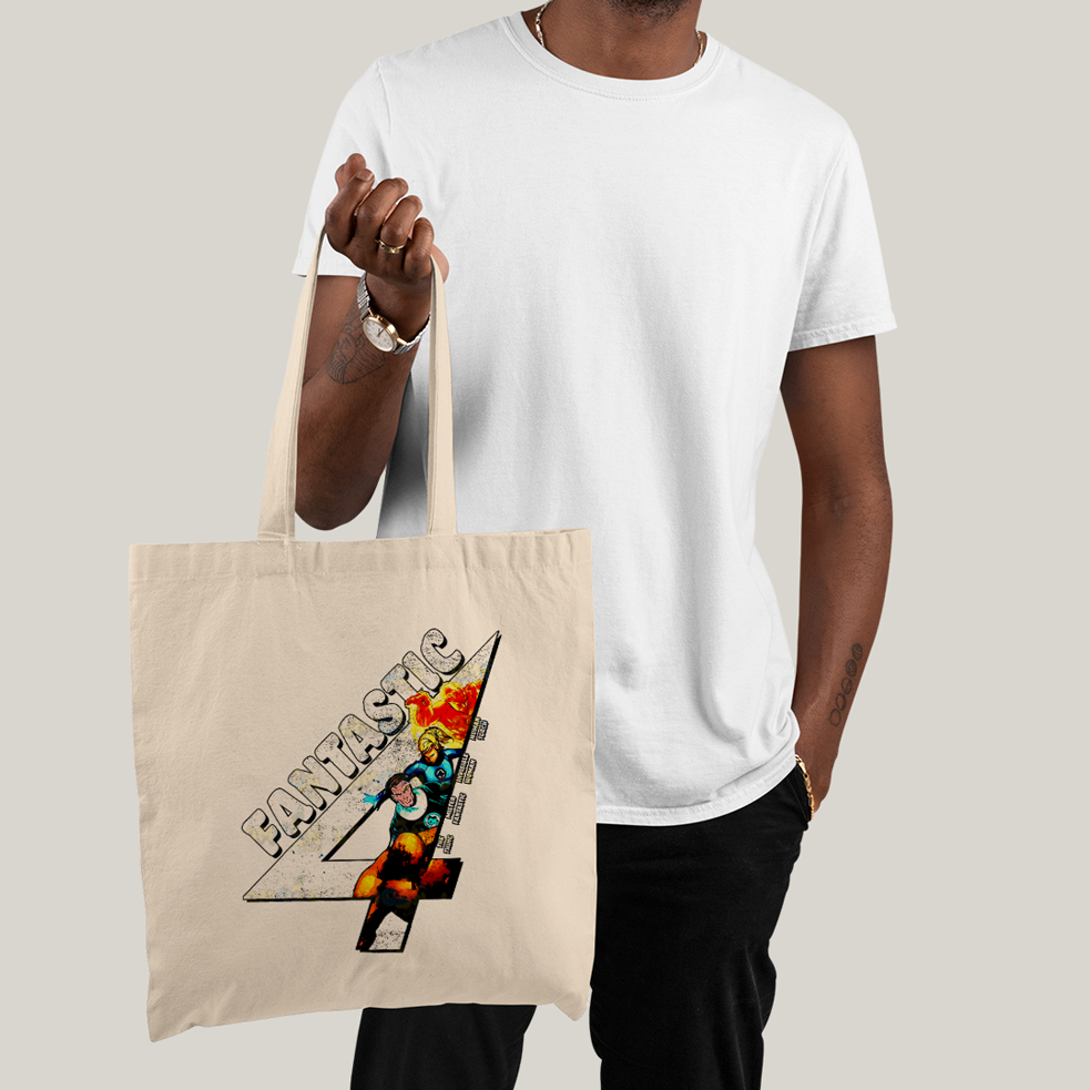 Sacola Ecobag Bolsa 38X40 Algodão- Quarteto Fantástico Fantastic 4