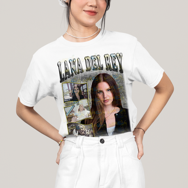 Camiseta Algodão Unissex T shirt Graphic Tee Lana Del Rey Prateado
