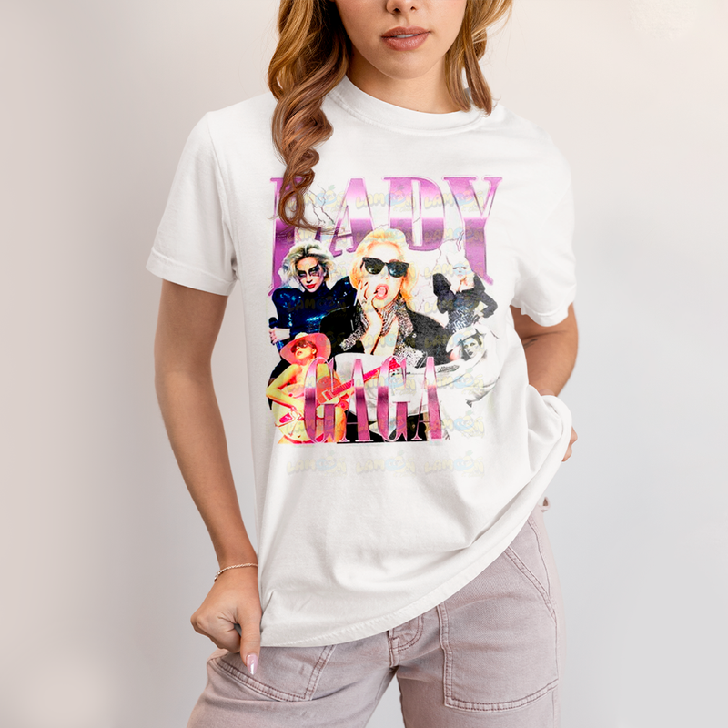 Camiseta Algodão Unissex T shirt Graphic Tee Lady Gaga Purple