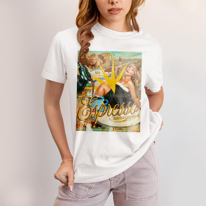 Camiseta Algodão Unissex T shirt Sabrina Carpenter Expresso Amarelo