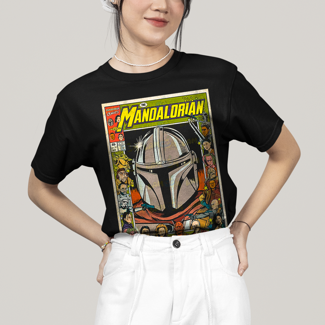 Camiseta Algodão Unissex T shirt -serie the mandalorian O Mandaloriano baby yoda star wars vintage retro