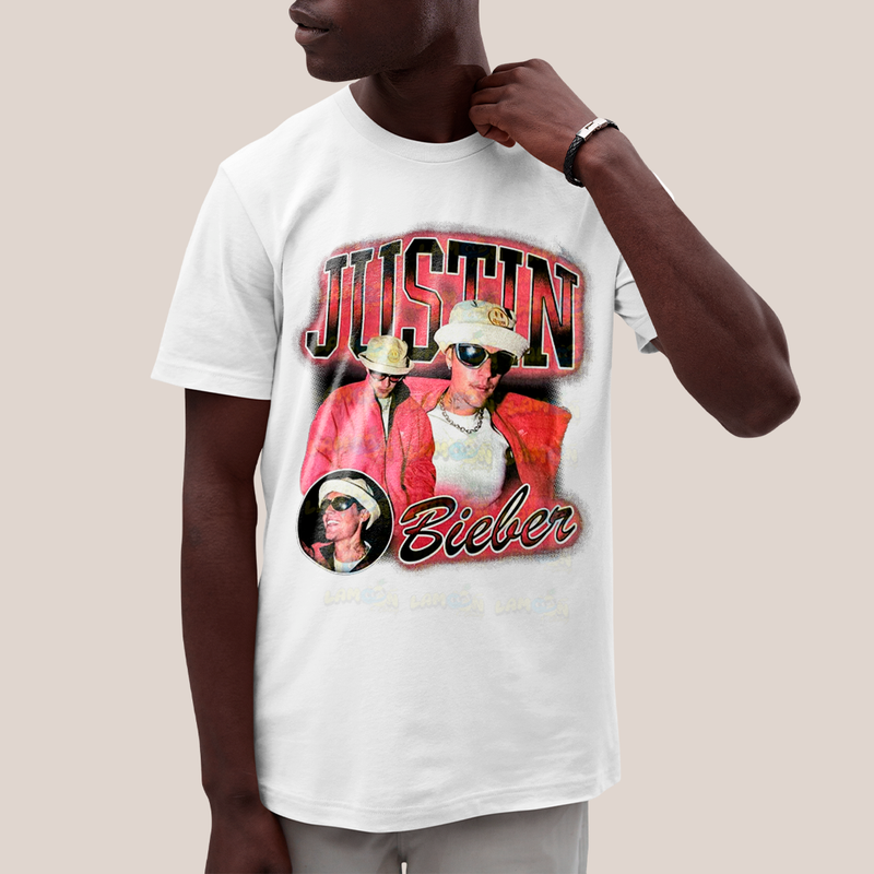 Camiseta Algodão Unissex T shirt Graphic Tee Justin Bieber Vermelho