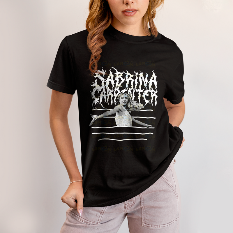 Camiseta Algodão Unissex T shirt Sabrina Carpenter Death Metal