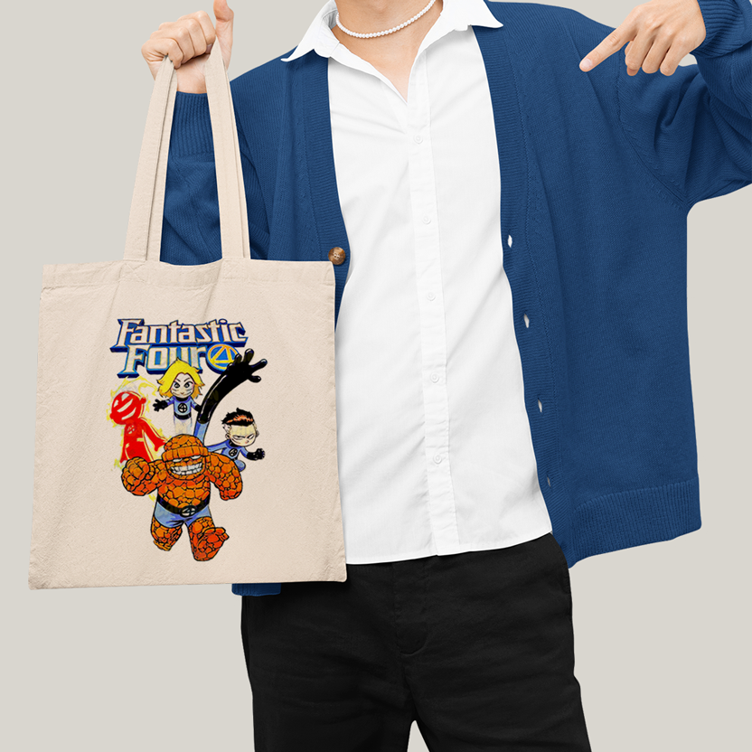 Sacola Ecobag Bolsa 38X40 Algodão- Quarteto Fantástico Infantil