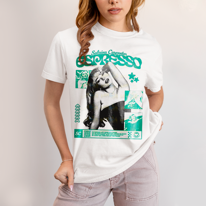 Camiseta Algodão Unissex T shirt Sabrina Carpenter Espresso