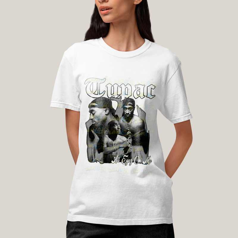 Camiseta Algodão Unissex T shirt -  Tupac All Eyes On Me Black and White