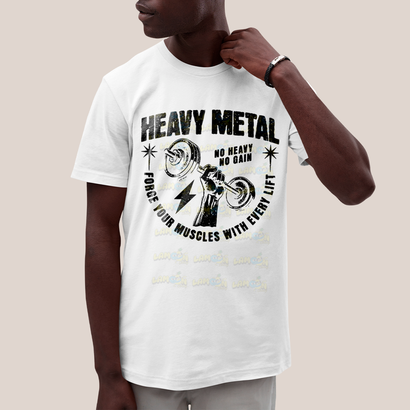 Camiseta Algodão Unissex T shirt Academia Heavy Metal No Heavy No Gain