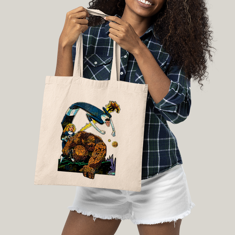 Sacola Ecobag Bolsa 38X40 Algodão- O Quarteto Fantástico Cartoon