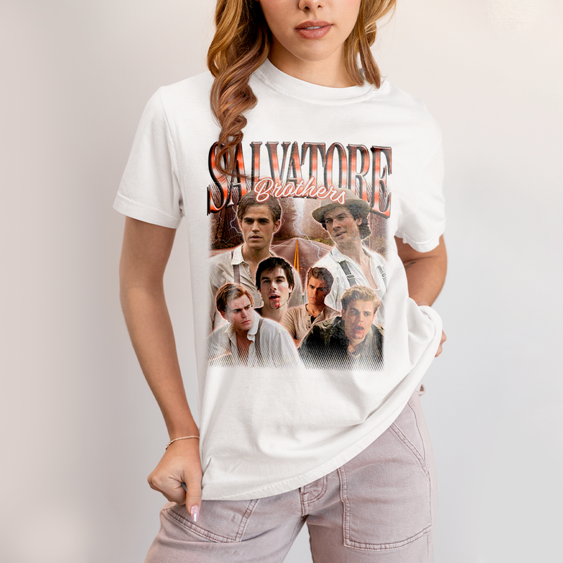 Camiseta Algodão Unissex T shirt -Irmãos Salvatore The Vampire Diaries Diários do Vampiro damon stefan
