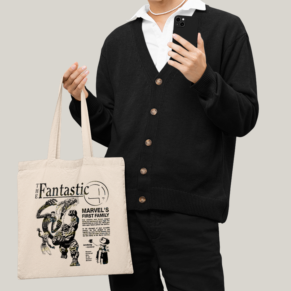 Sacola Ecobag Bolsa 38X40 Algodão- The Fantastic Four First Family