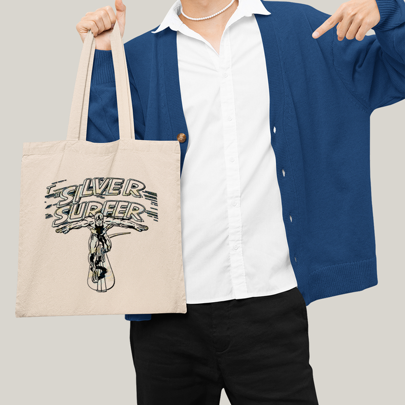 Sacola Ecobag Bolsa 38X40 Algodão- Surfista Prateado Retrô