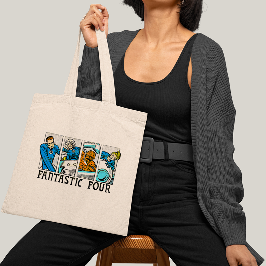 Sacola Ecobag Bolsa 38X40 Algodão- Quarteto Fantástico Era de Prata