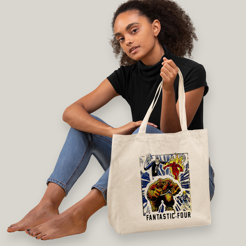 Sacola Ecobag Bolsa 38X40 Algodão- Quarteto Fantástico Era de Prata 1