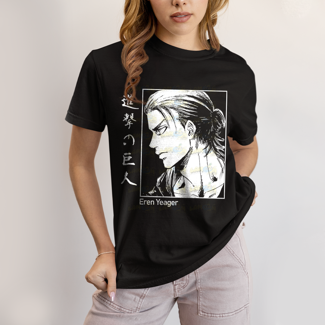 Camiseta Algodão Unissex T shirt Attack on Titan Eren