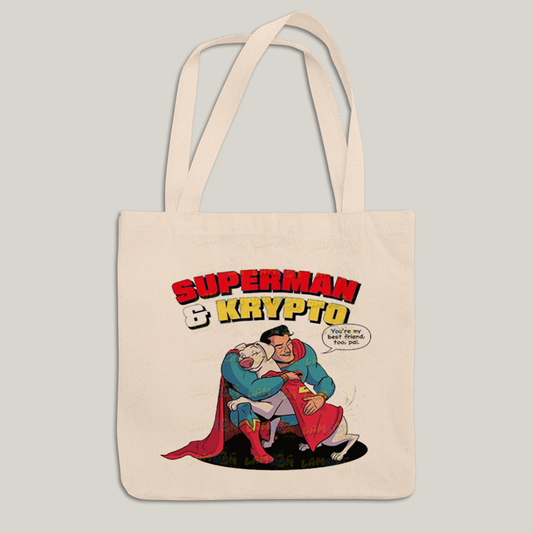 Sacola Ecobag Bolsa 38X40 Algodão- Superman & Krypto Best Friend