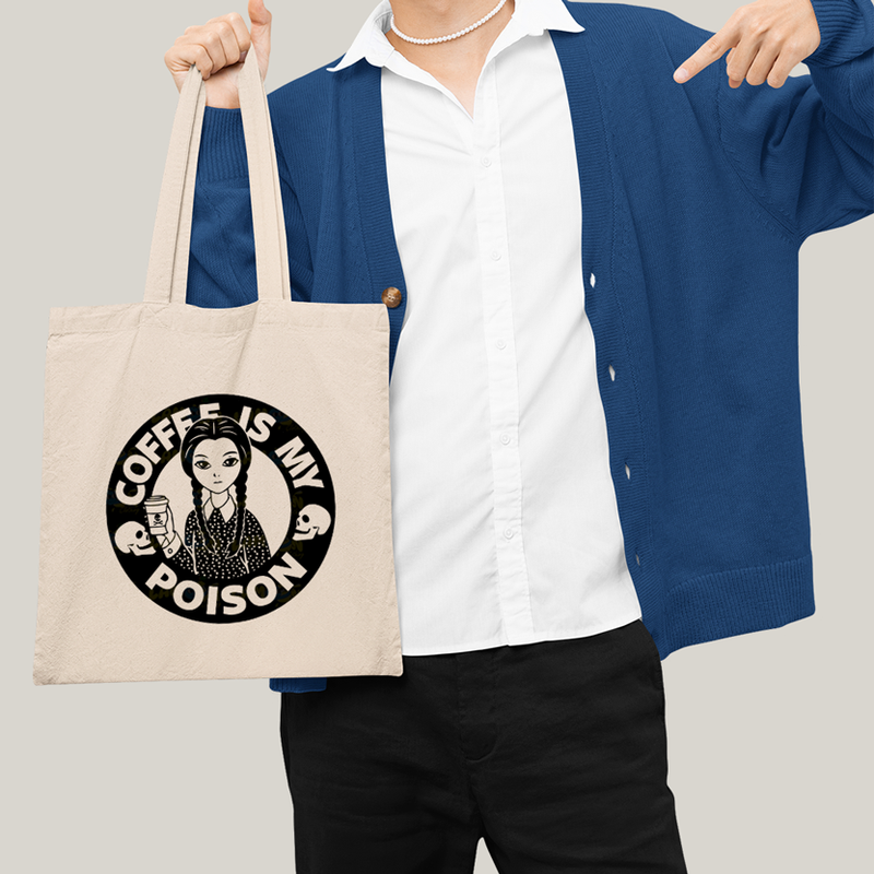 Sacola Ecobag Bolsa 38X40 Algodão- Wandinha Café é Meu Veneno