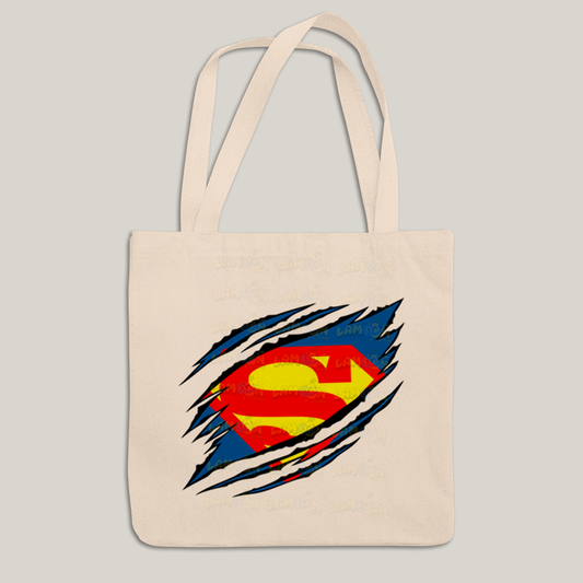 Sacola Ecobag Bolsa 38X40 Algodão- Superman Logo Rasgada