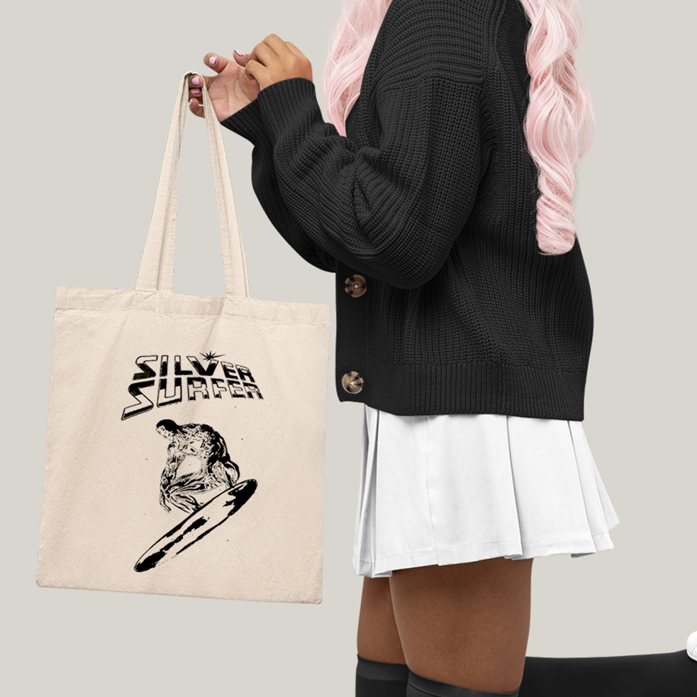 Sacola Ecobag Bolsa 38X40 Algodão- Quarteto Fantástico O Surfista Prateado 1