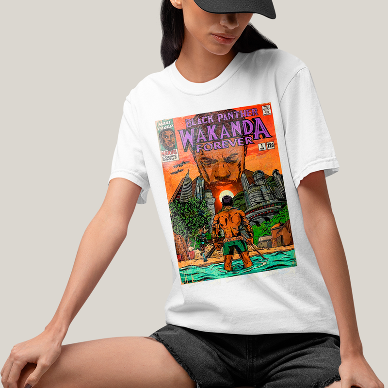 Camiseta Algodão Unissex T shirt Wakanda Forever