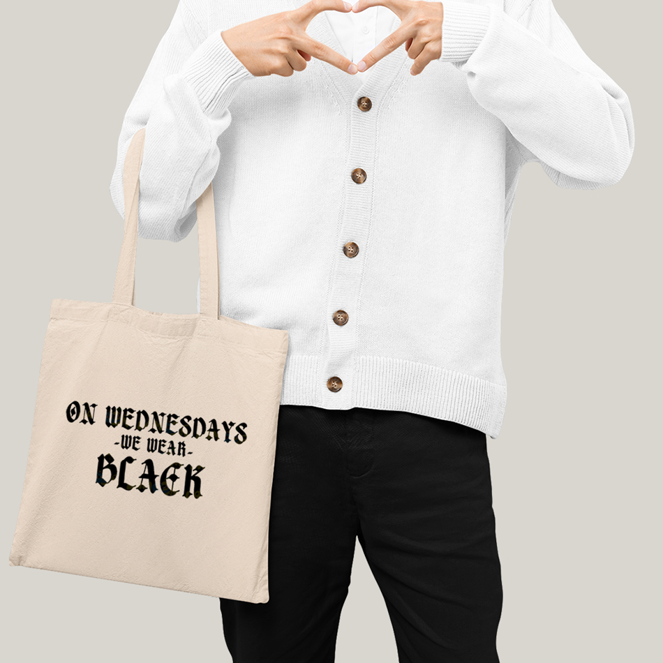 Sacola Ecobag Bolsa 38X40 Algodão- Wandinha Na Quarta Feira Usamos Preto 1