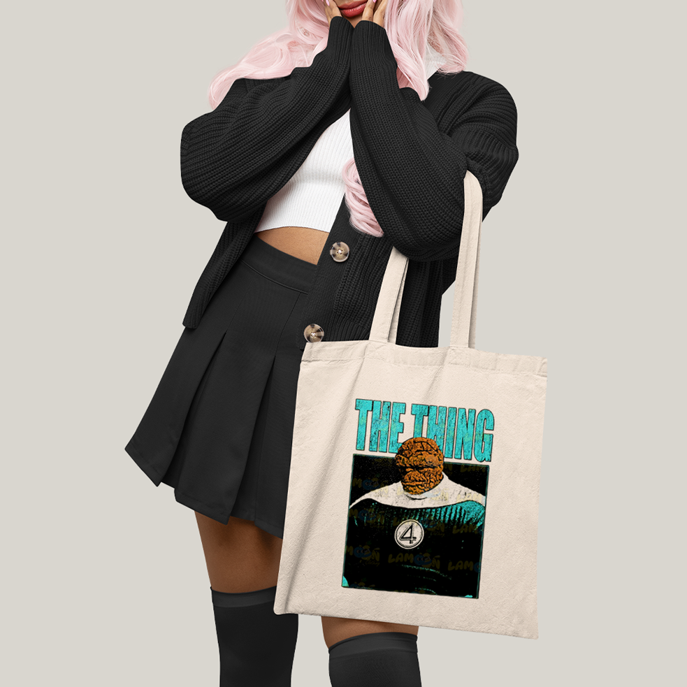 Sacola Ecobag Bolsa 38X40 Algodão- Quarteto Fantástico Primeiros Passos The Thing O Coisa