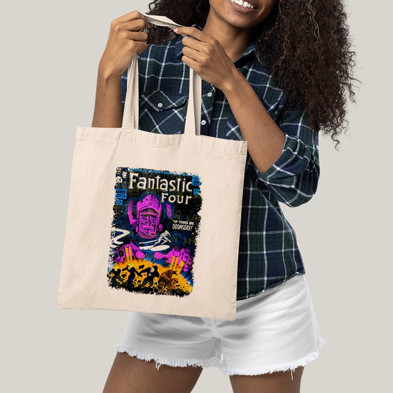 Sacola Ecobag Bolsa 38X40 Algodão- Quarteto Fantástico vs Galactus Capa de HQ