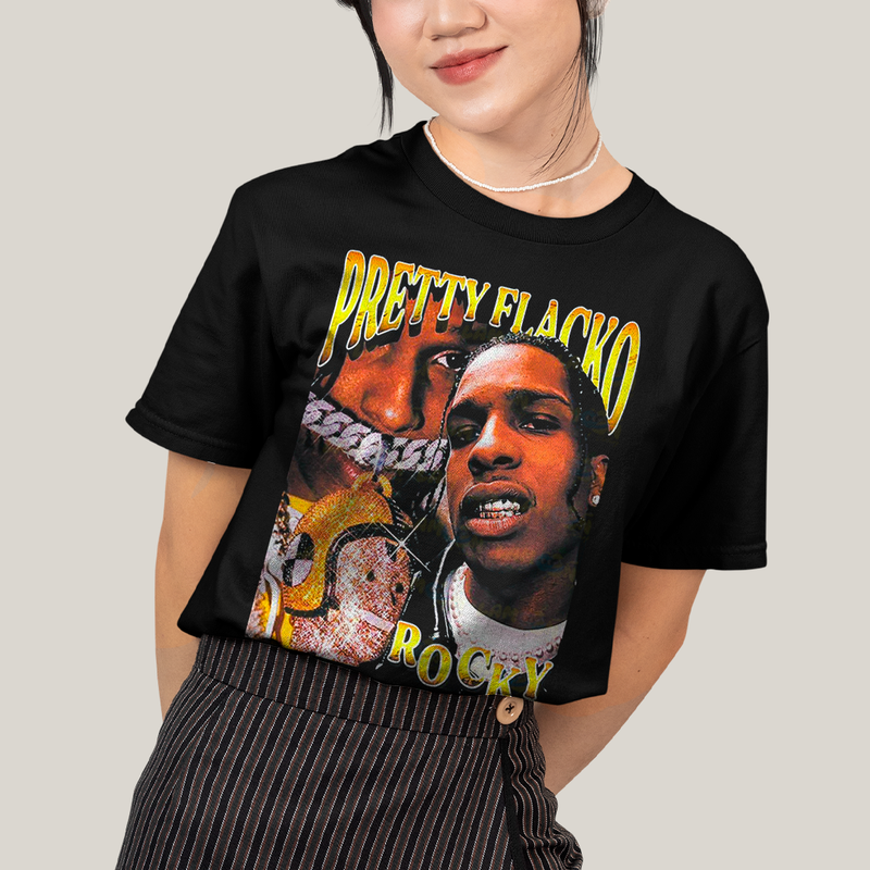 Camiseta Algodão Unissex T shirt GraphicTee A$AP Rocky Pretty Flacko Rocky rap hip hop trap ASAP