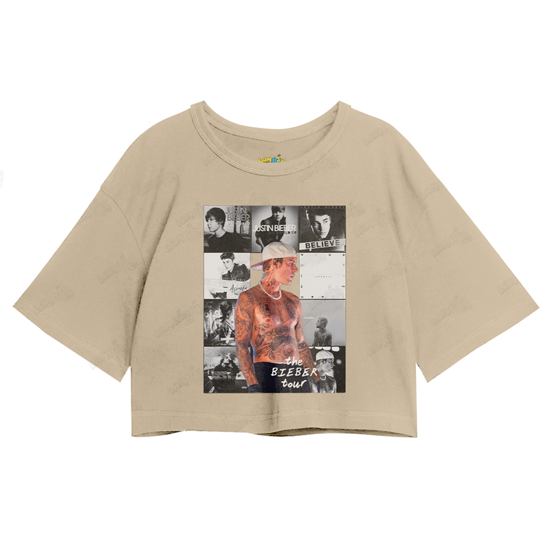 Cropped Oversized Algodão Justin Bieber The Bieber Tour