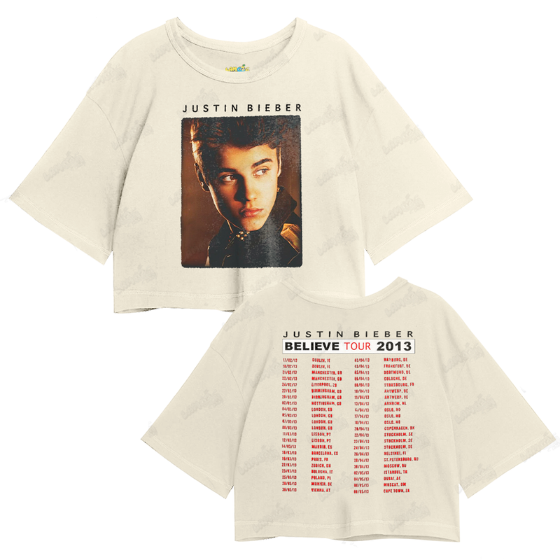 Cropped Oversized Algodão Justin Bieber Believe Tour 2013 FC