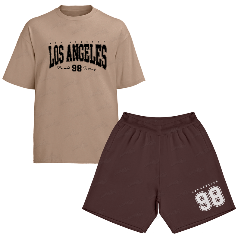 Kit Camiseta e Bermuda Moletom Los Angeles 98