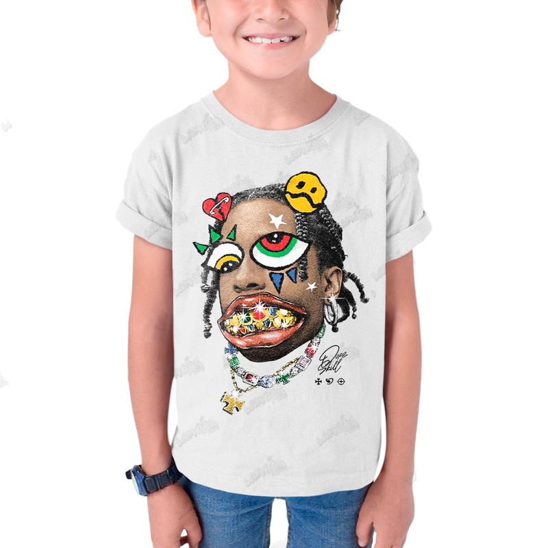 Camiseta Infantil Algodão Travis Scott Dentes de Ouro