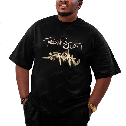 Camiseta Plus Size Algodão Travis Scott Grafite