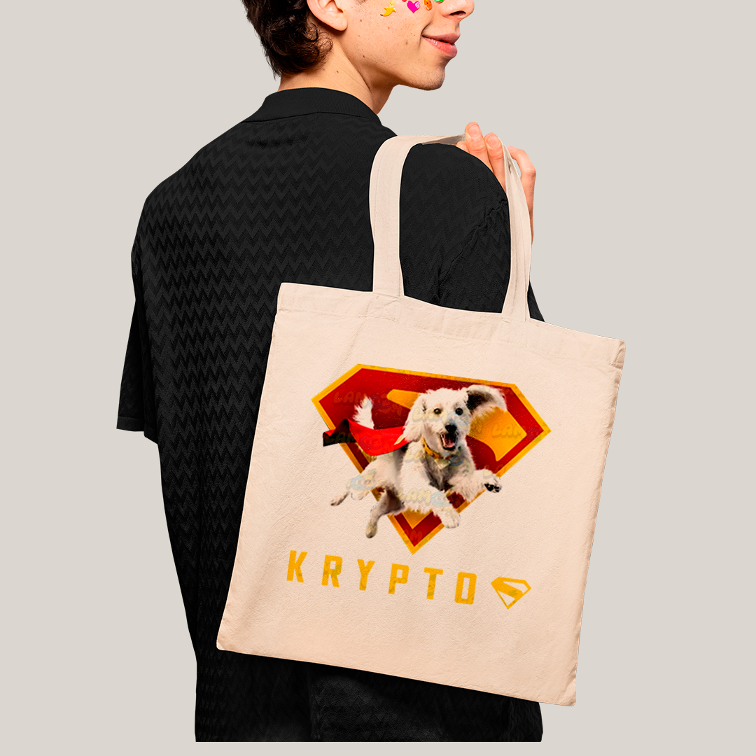Sacola Ecobag Bolsa 38X40 Algodão- Superman & Krypto o Supercão