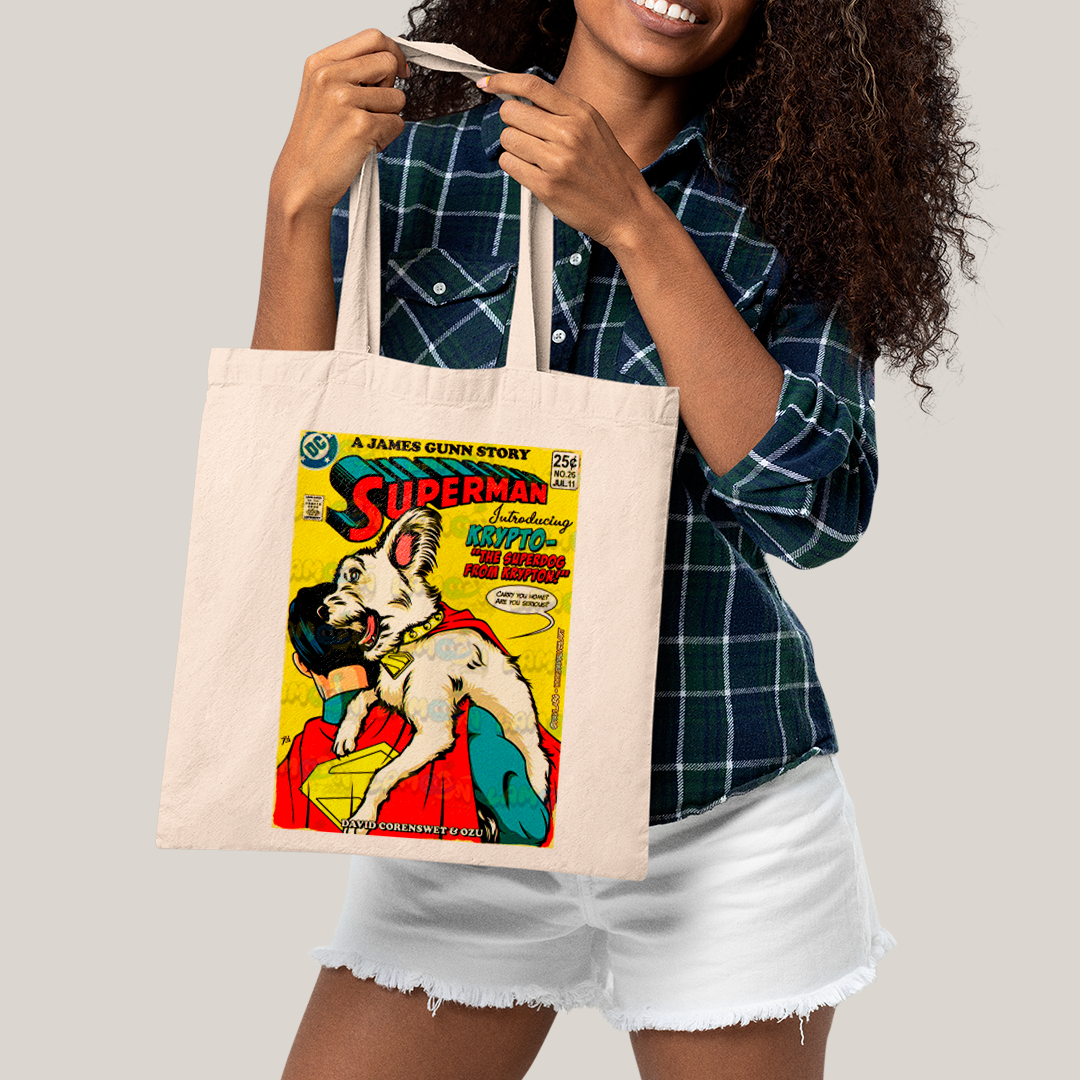 Sacola Ecobag Bolsa 38X40 Algodão- Superman & Krypto Supercão HQ