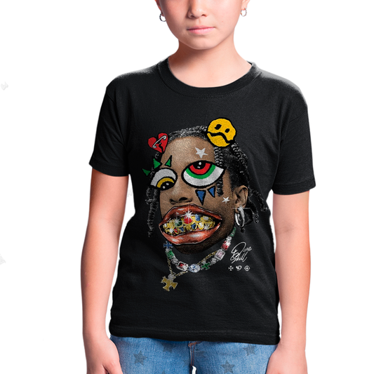 Camiseta Infantil Algodão Travis Scott Dentes de Ouro